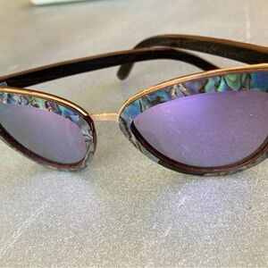 Slyk Bombshell Sunglasses/ Shades- Maple Burlwood wooden frame